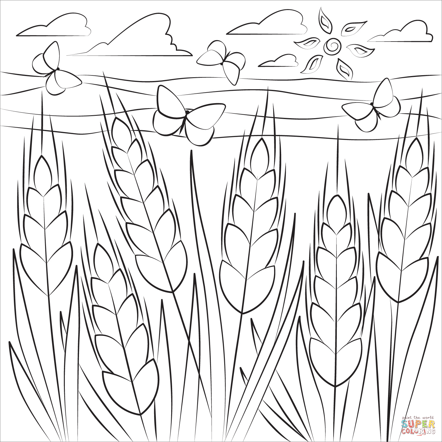 Wheat coloring page free printable coloring pages