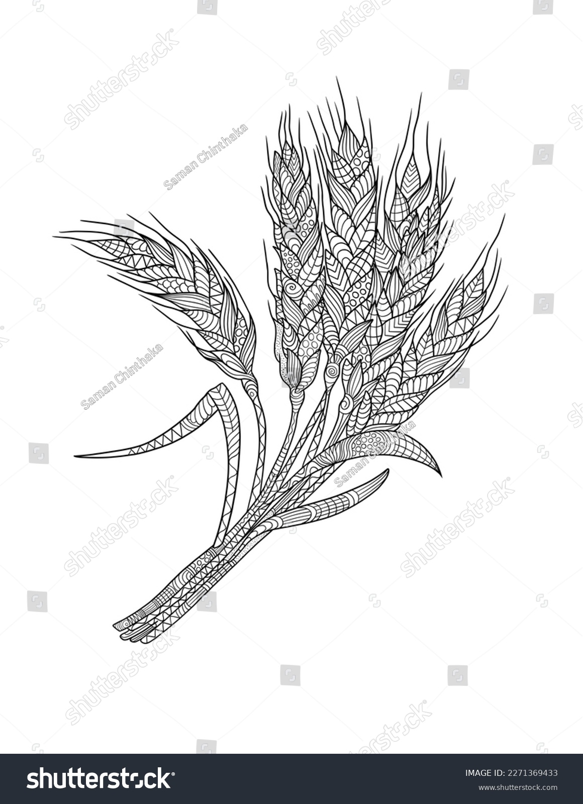 Wheat mandala art coloring page adult stock illustration