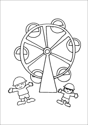 Kids at ferris wheel coloring page