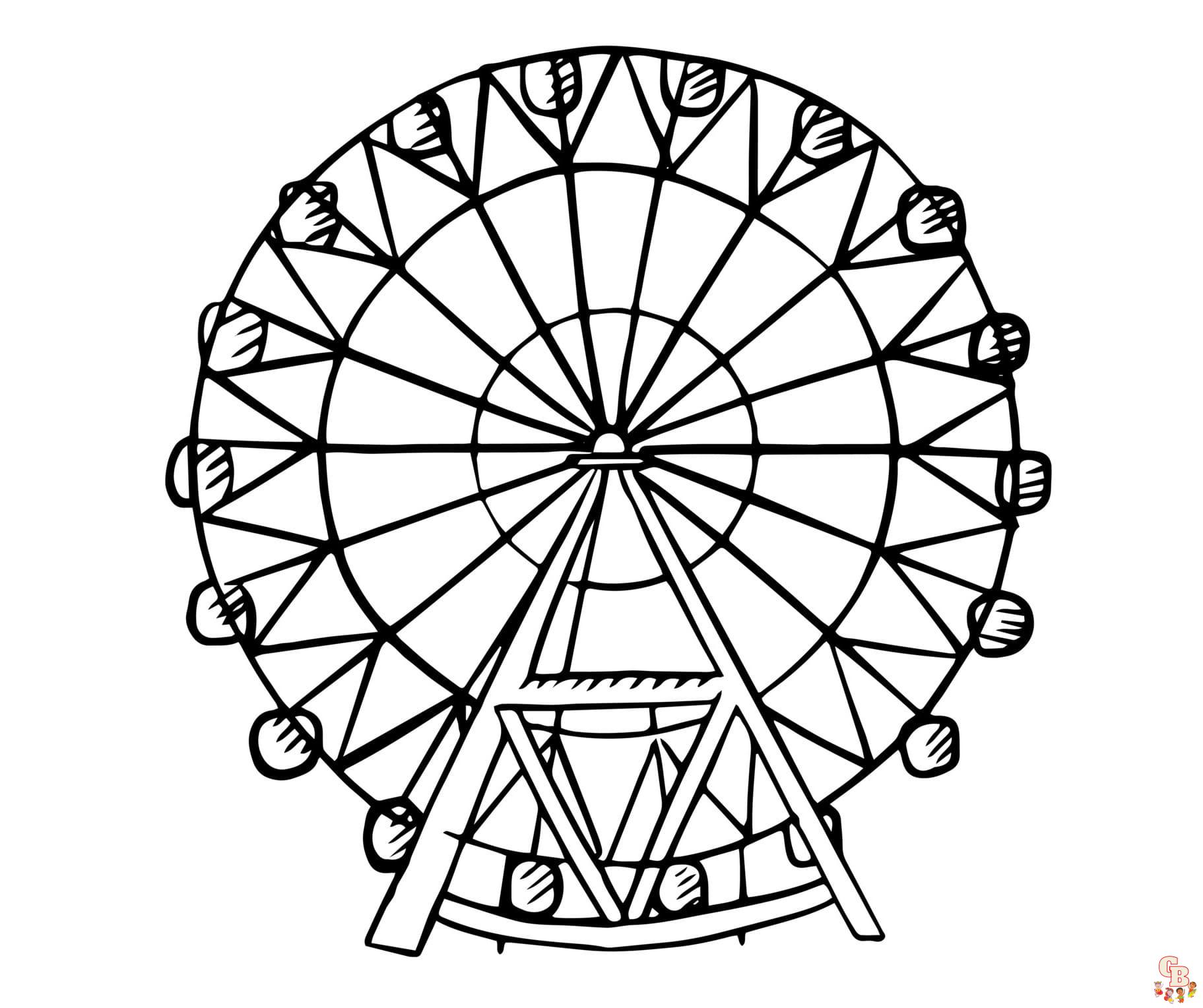 Printable ferris wheel coloring pages free for kids and adults