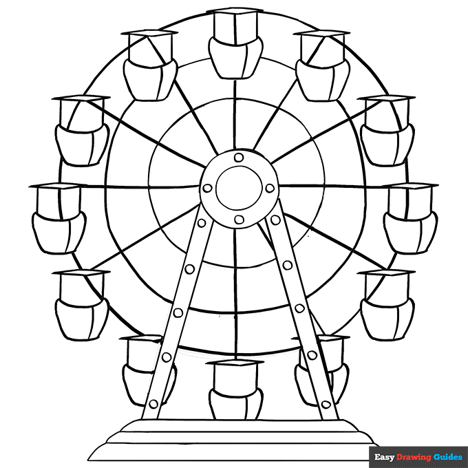 Ferris wheel coloring page easy drawing guides