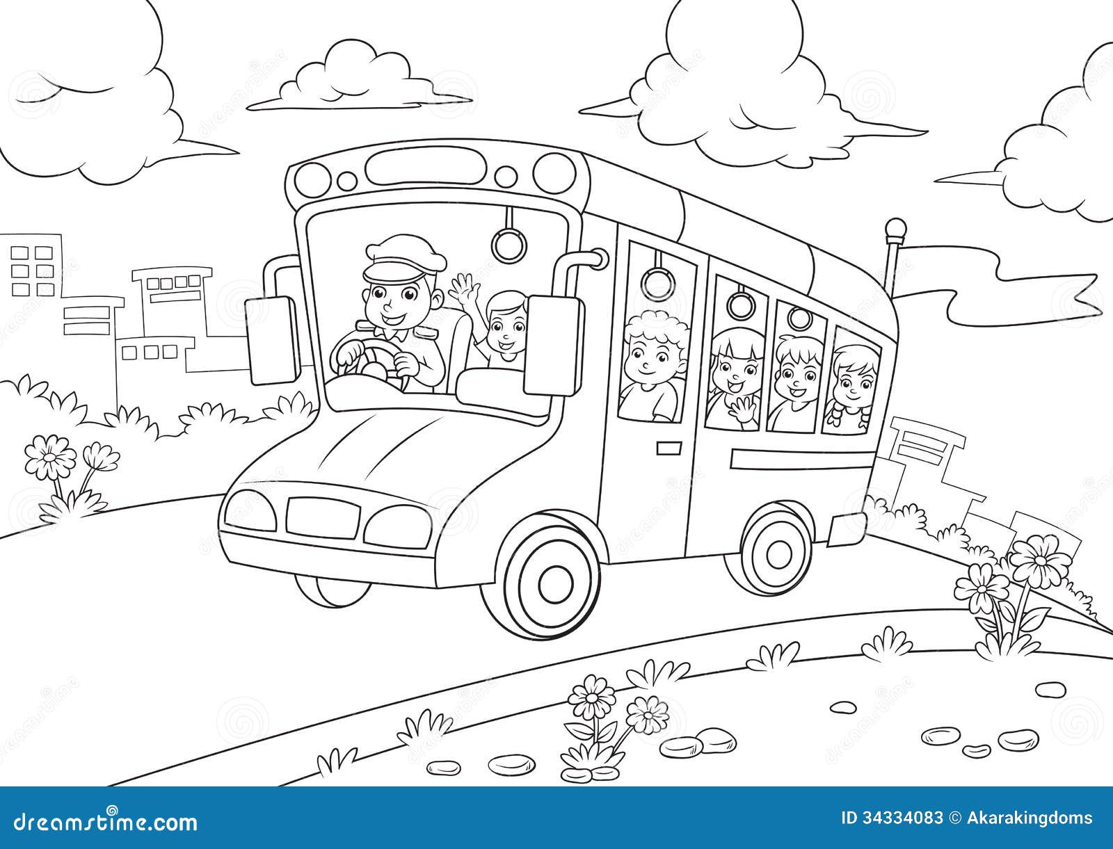 School bus outline for coloring book stock vector