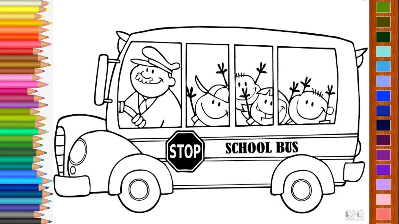 Coloring book school bus coloring wheels on the bus songs for kids