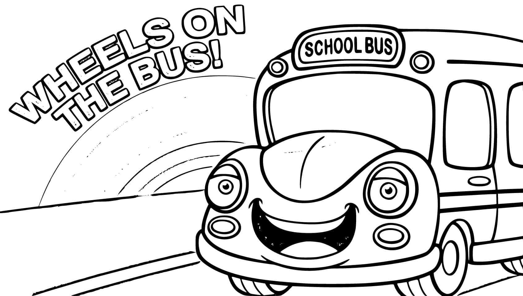 Print the wheel on the bus coloring page
