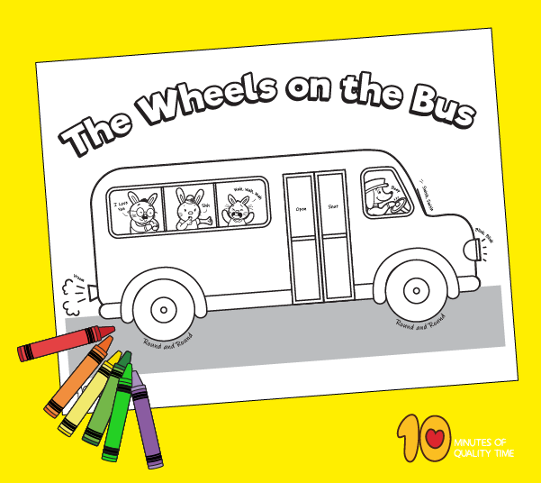 The wheels on the bus â nursery rhyme coloring page â minutes of quality time
