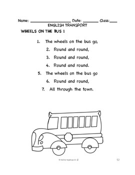 Esl transport song coloring page wheels on the bus train is a