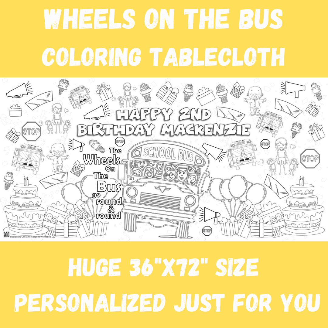 Wheels on the bus coloring tablecloth â creative crayons workshop