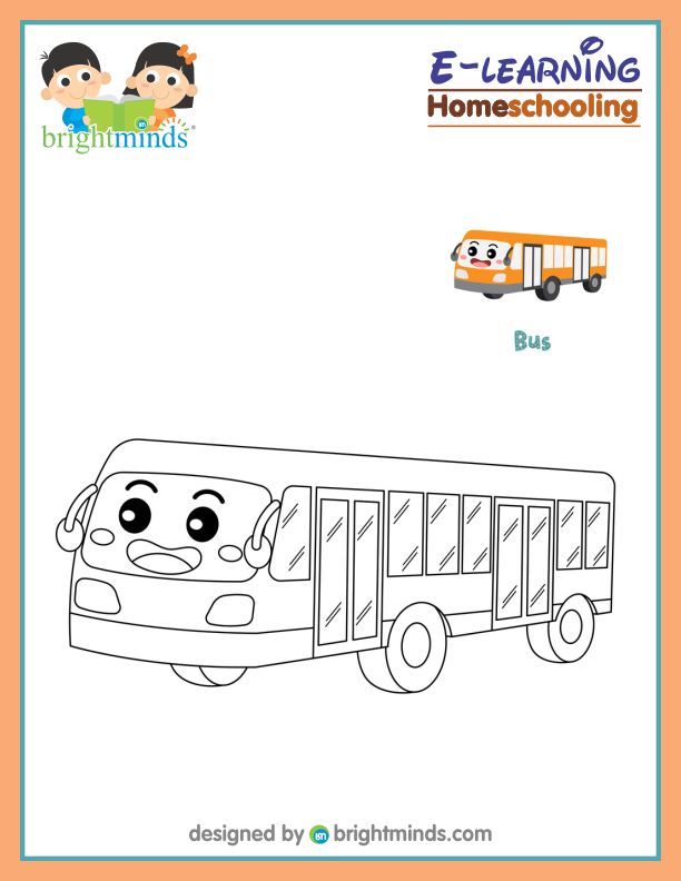 Bus coloring sheet bright minds platform