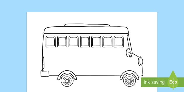 Bus template colouring page primary resources