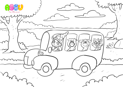 Wheels on the bus coloring aggu the little wizard
