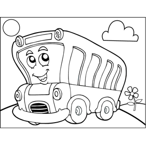 Cartoon bus coloring page