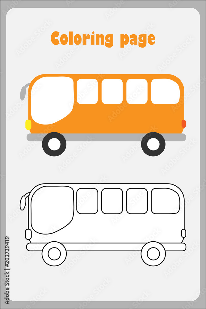 Bus in cartoon style coloring page education paper game for the development of children kids preschool activity printable worksheet vector illustration vector
