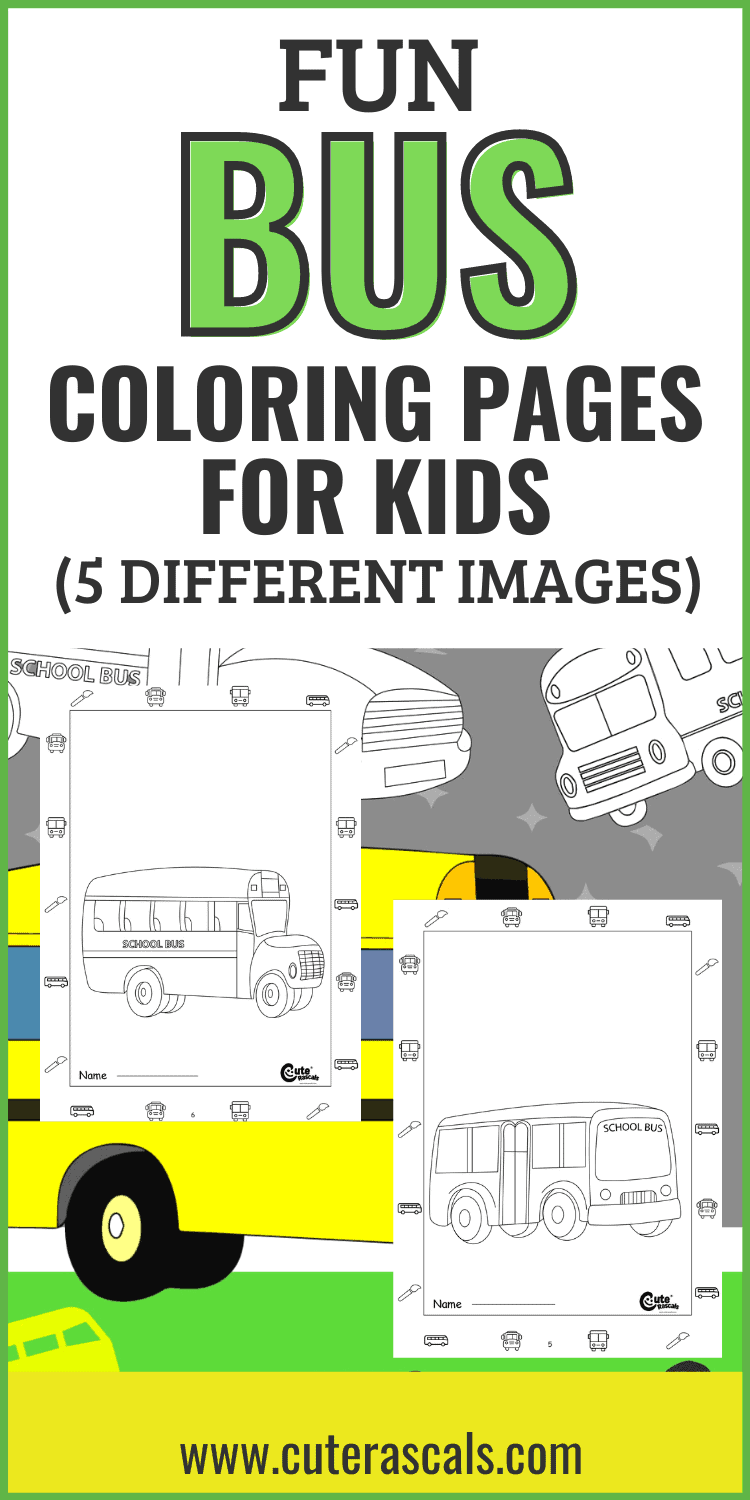 Fun bus coloring pages for kids different images