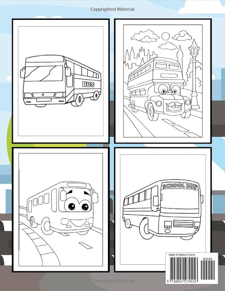 Bus coloring book for kids featuring fun beauty stress relieving relaxation gorgeous bus children coloring pages filled with school bus designs cute gift for boys girls by raqib abdur