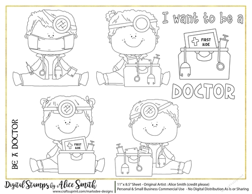 When i grow up i want to be a doctor digital stamps