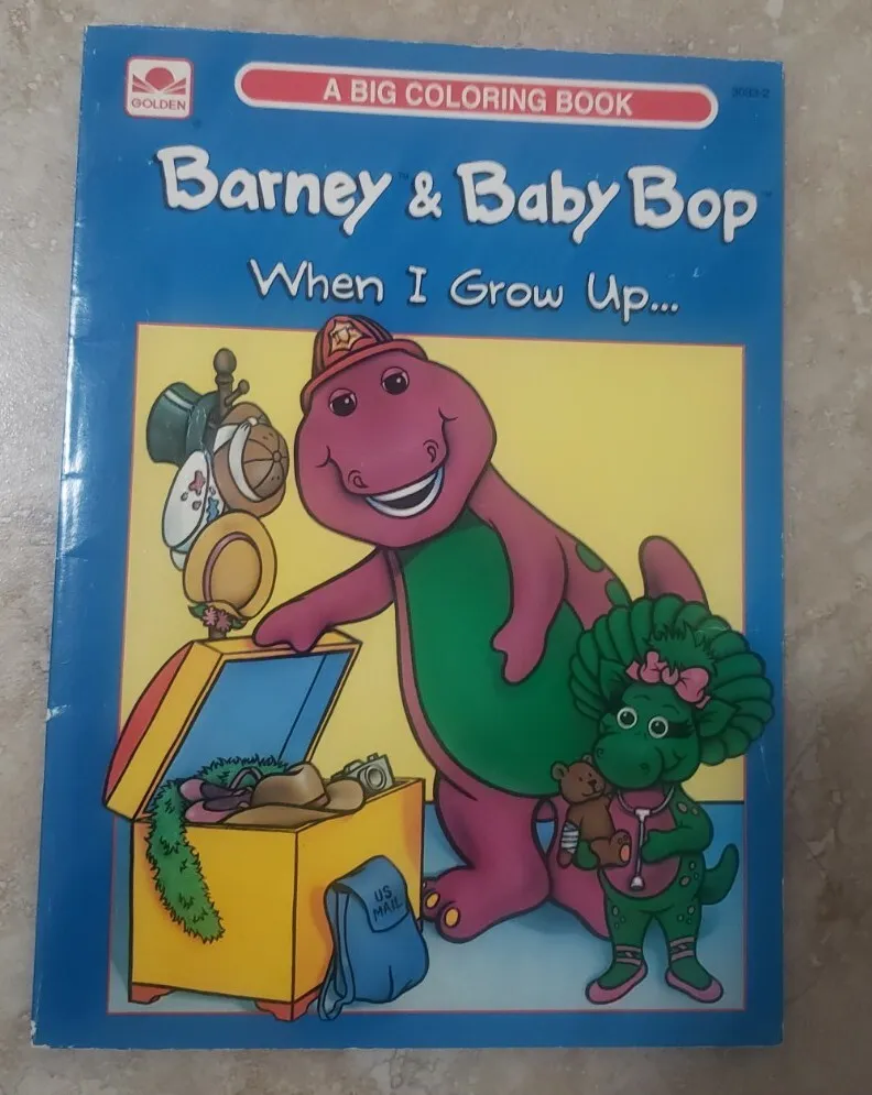 Barney baby bop coloring book when i grow up vintage