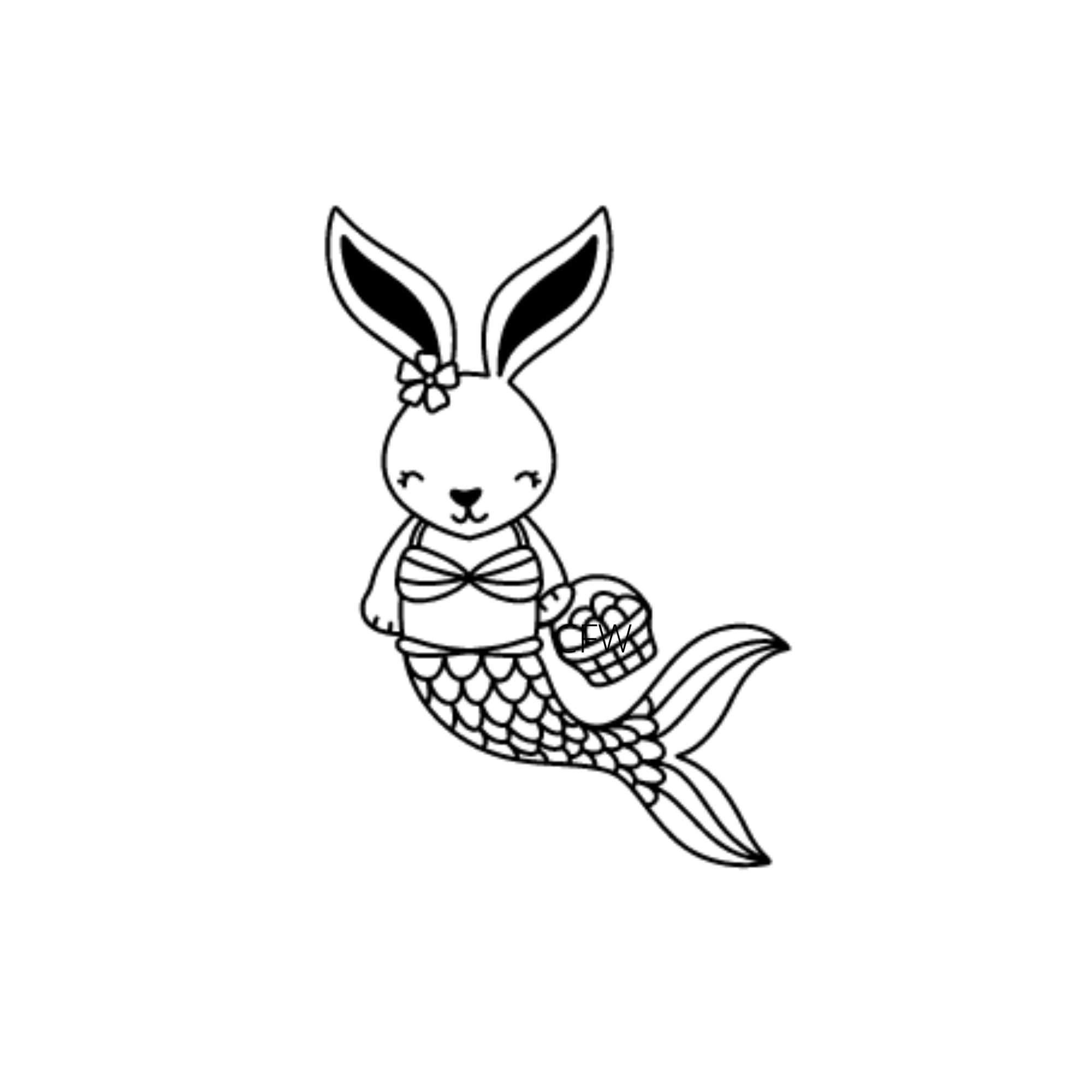 Easter mermaid mermaid easter mermaid bunny easter coloring easter coloring page