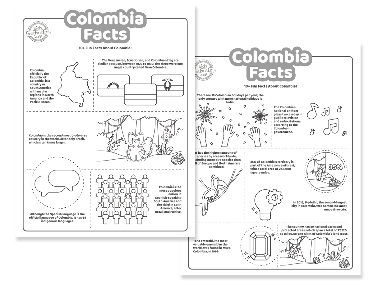 Fun colombia facts coloring pages kids activities blog