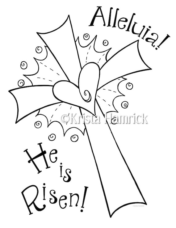 He is risen easter coloring pages for children instant download