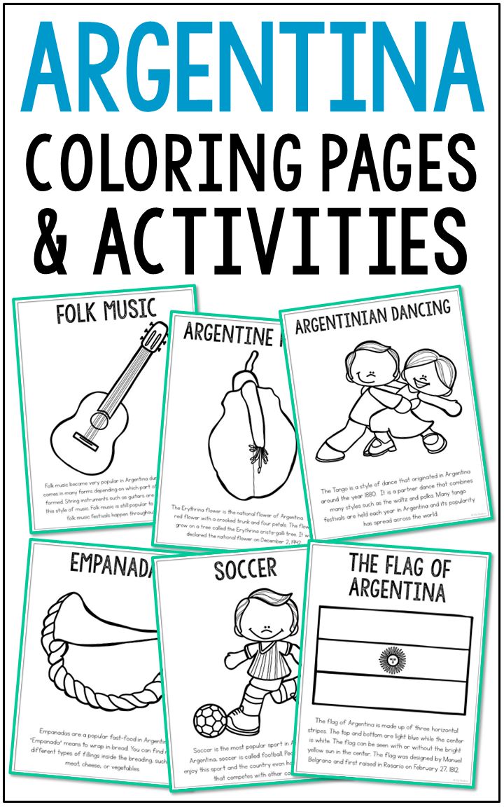 This argentina coloring page set includes differentiated activities and color posters needâ spanish classroom activities country studies project based learning