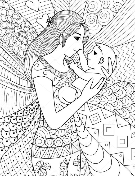 Mothers day coloring pages for adults