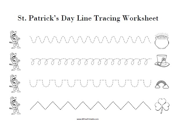 St patricks day line tracing worksheet â free printable