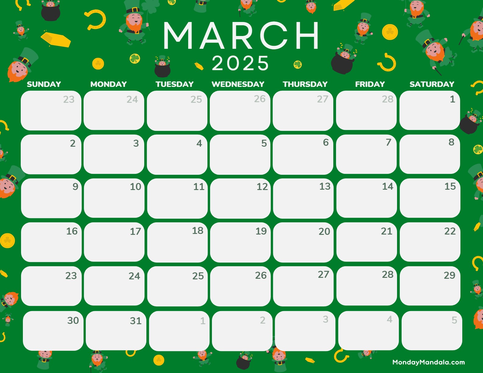 March calendar free pdf printables