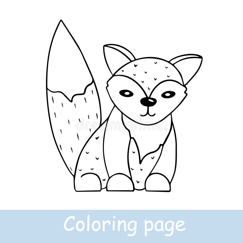 Cute cartoon fox coloring page learn to draw animals vector line art hand drawing coloring book for children stock vector