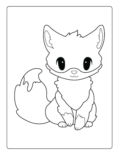 Premium vector animals coloring pages for kids with cute animals black and white activity worksheet