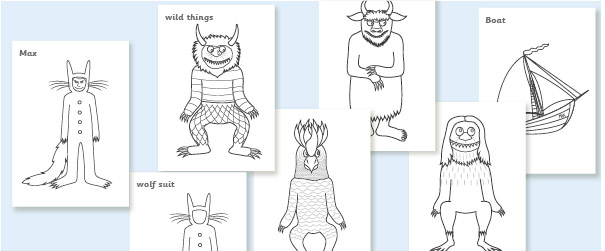 Early learning resources where the wild things are colourig sheets