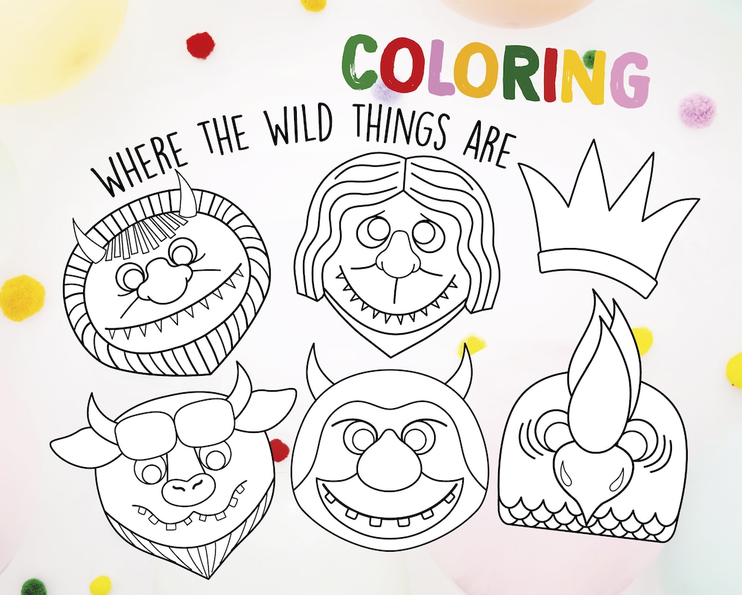 Where the wild things are coloring where the wild things are photo props masks printable party decorations digital download kids