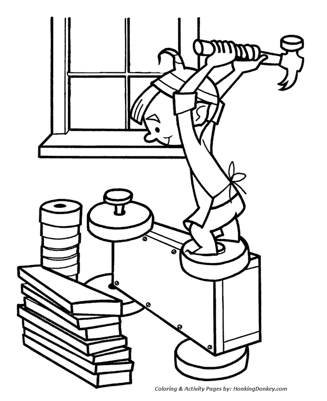 Santas elves coloring pages