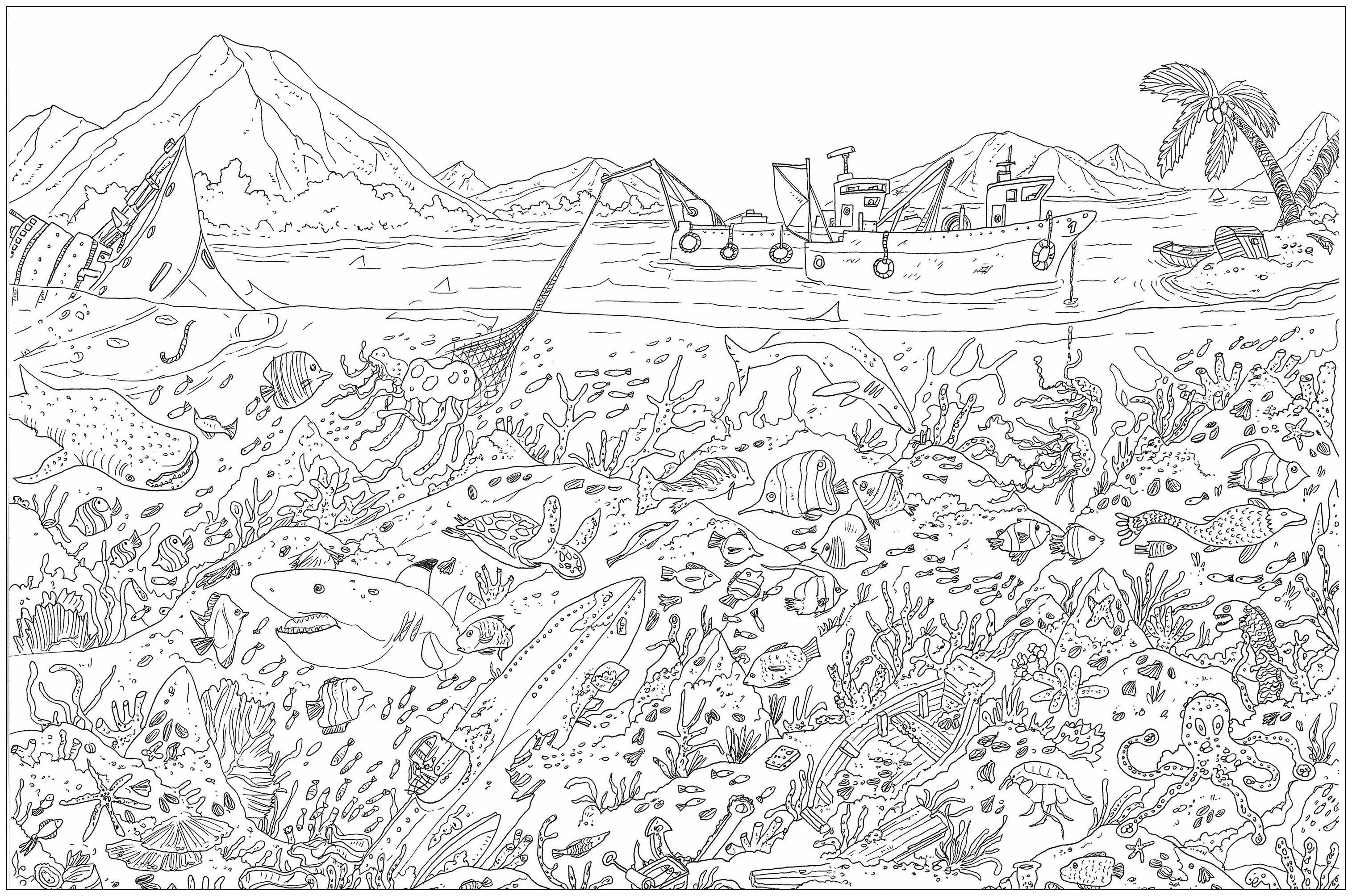 Sea floor a plex coloring page where is waldo stylefrom the gallery water worldsartist frïdïrâ adult coloring pages coloring pages adult coloring