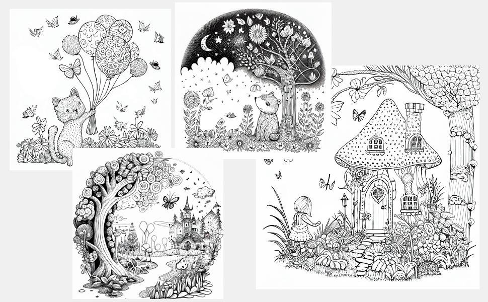 A journey to wonderlands whimsical coloring pages