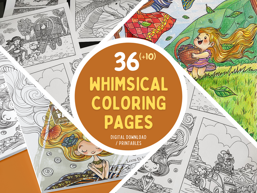 Whimsical childrens fantasies a kawaii adult coloring pages digital download â whimsy tales whimsical illustration kawaii art chibi characters drawing ideas prints