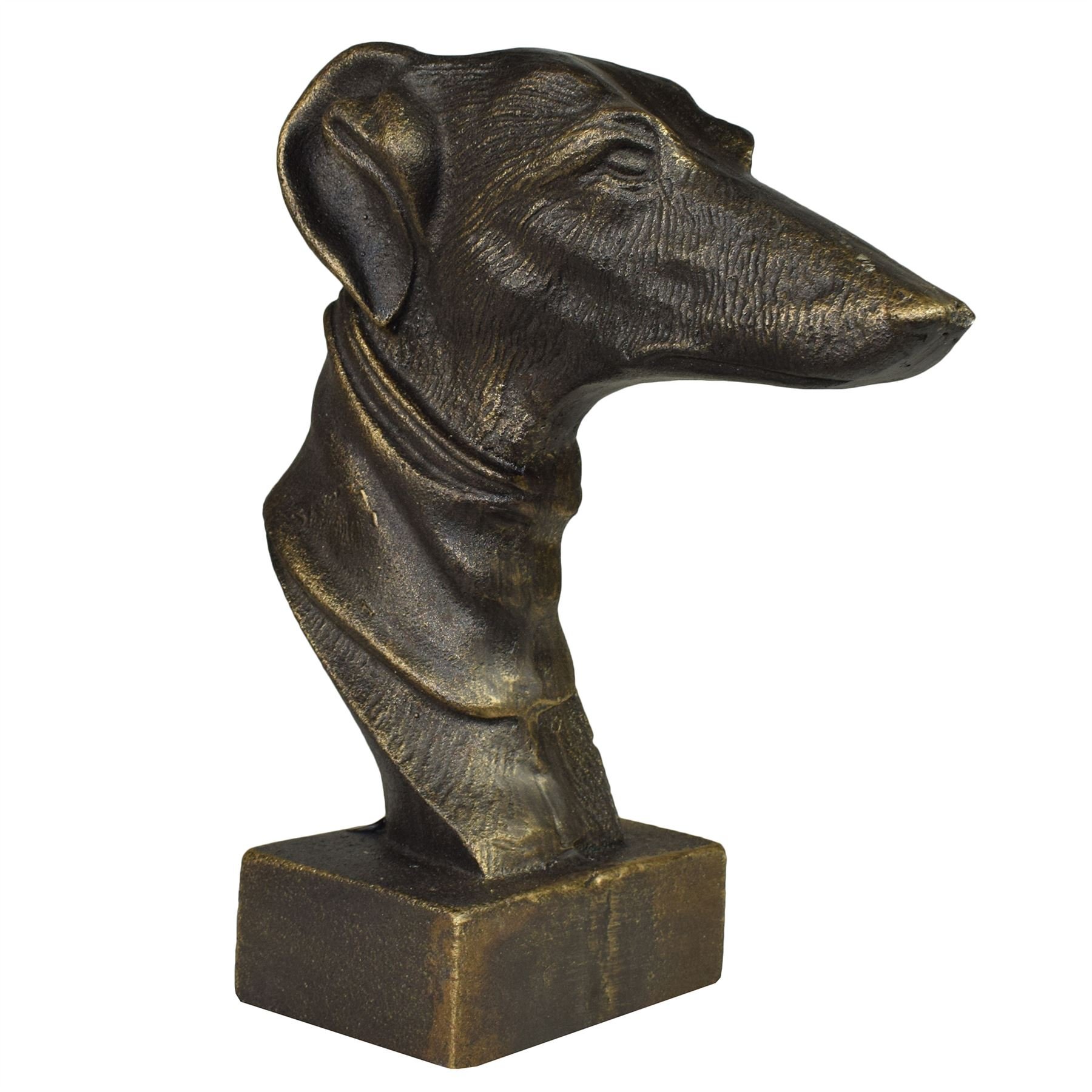 Ab tools greyhound whippet dog bust head statue fireplace ornament book end castiron home kitchen