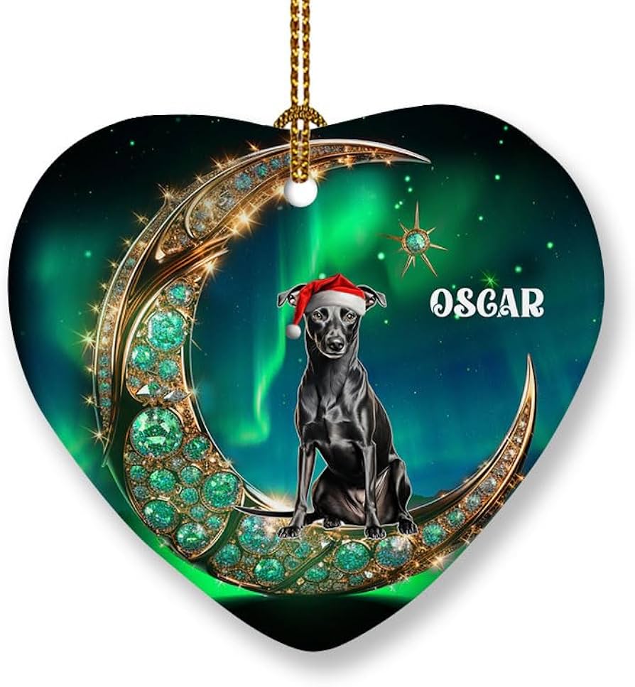 Padovo personalized whippet dog ornament christmas tree decorations gifts for dog lovers custom memorial dogs ceramic heart ornaments pet xmas gift decor for home home kitchen