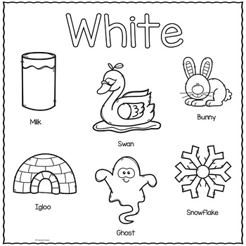 The color white printable activities color of the week tpt