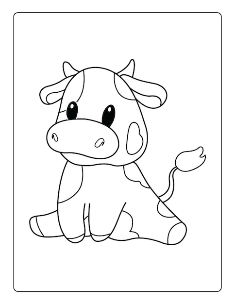 Premium vector animals coloring pages for kids with cute animals black and white activity worksheet