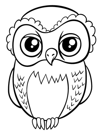 Black and white cartoon illustration of owl bird animal character coloring page royalty free svg cliparts vectors and stock illustration image