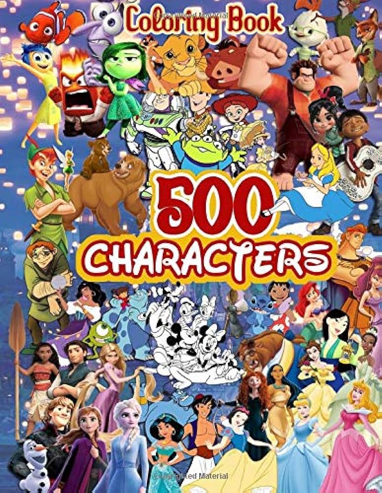 Characters coloring book jumbo coloring books for kids and adults color all your favorite characters with high quality in black and white great gift for birthday christmas loyd evie