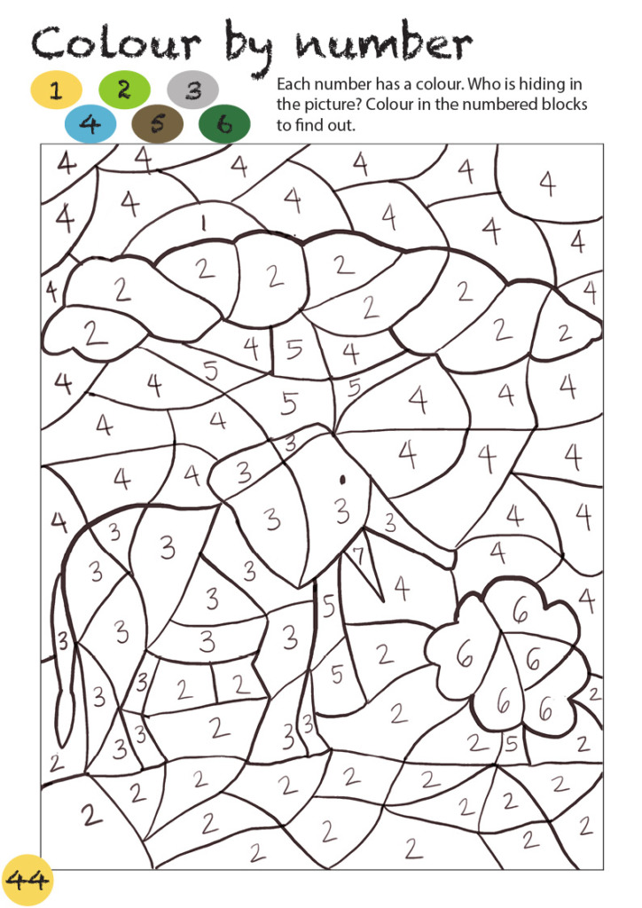 Color by number african elephant â