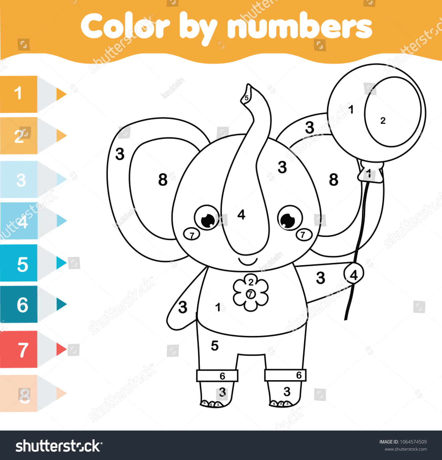 Children educational game coloring page elephant stock vector royalty free