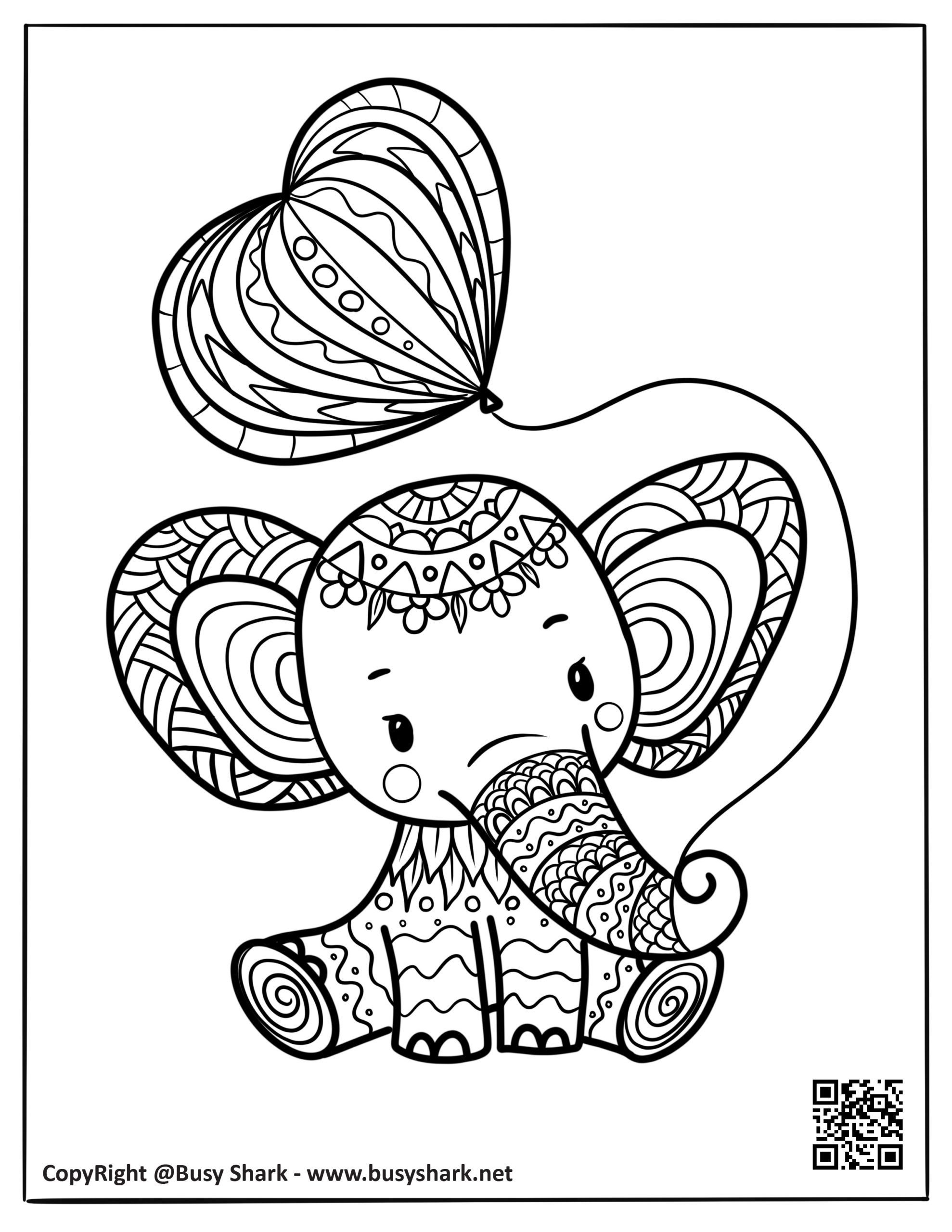 Elephant mandala coloring page free printable