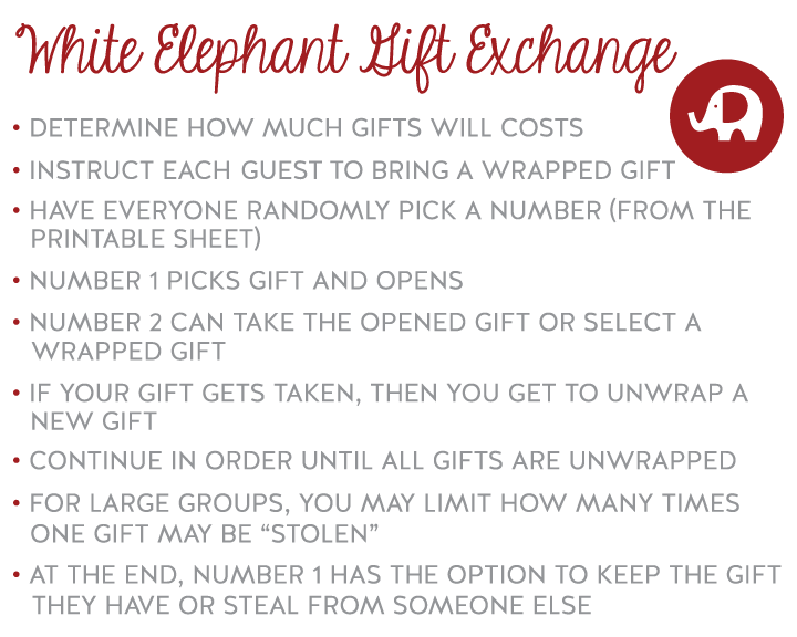 Madebycristnamarie white elephant printables