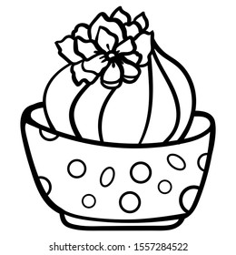 Dessert bowl flower decoration coloring page stock vector royalty free