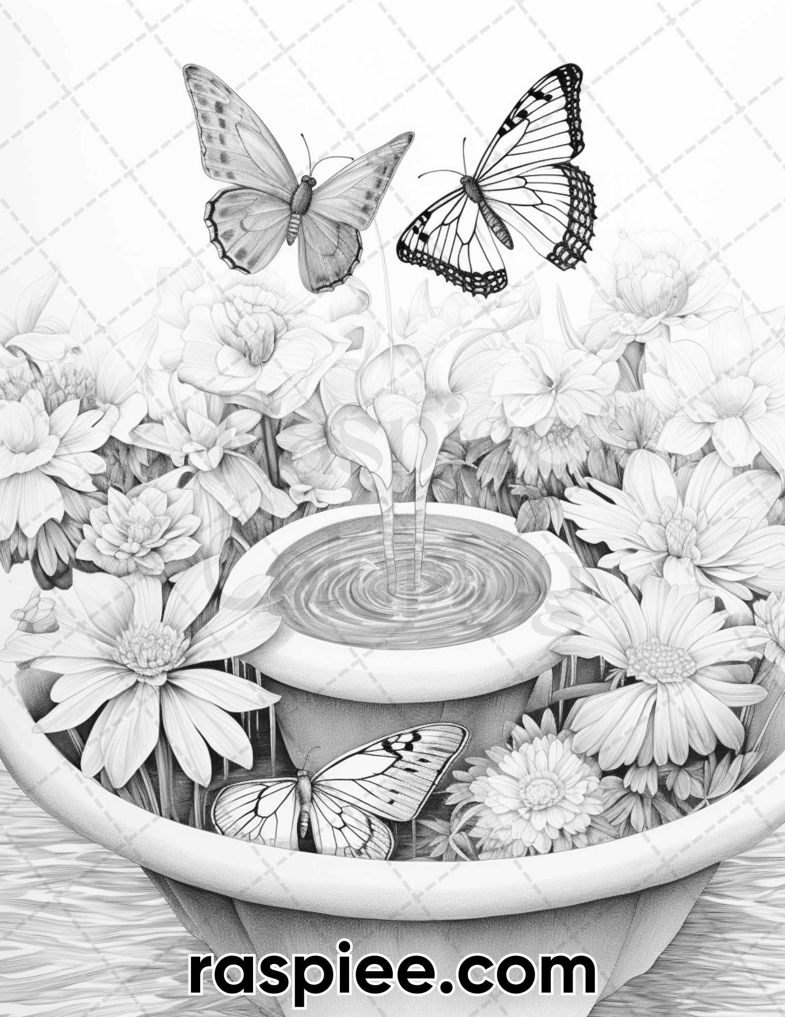 Butterfly garden grayscale adult coloring pages printable pdf inst â coloring