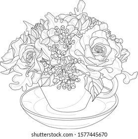 Flower bouquet cup sketch vector illustration stock vector royalty free