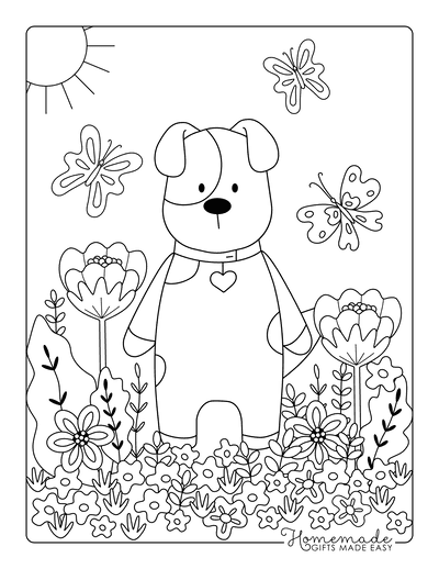 Free dog coloring pages for kids adults