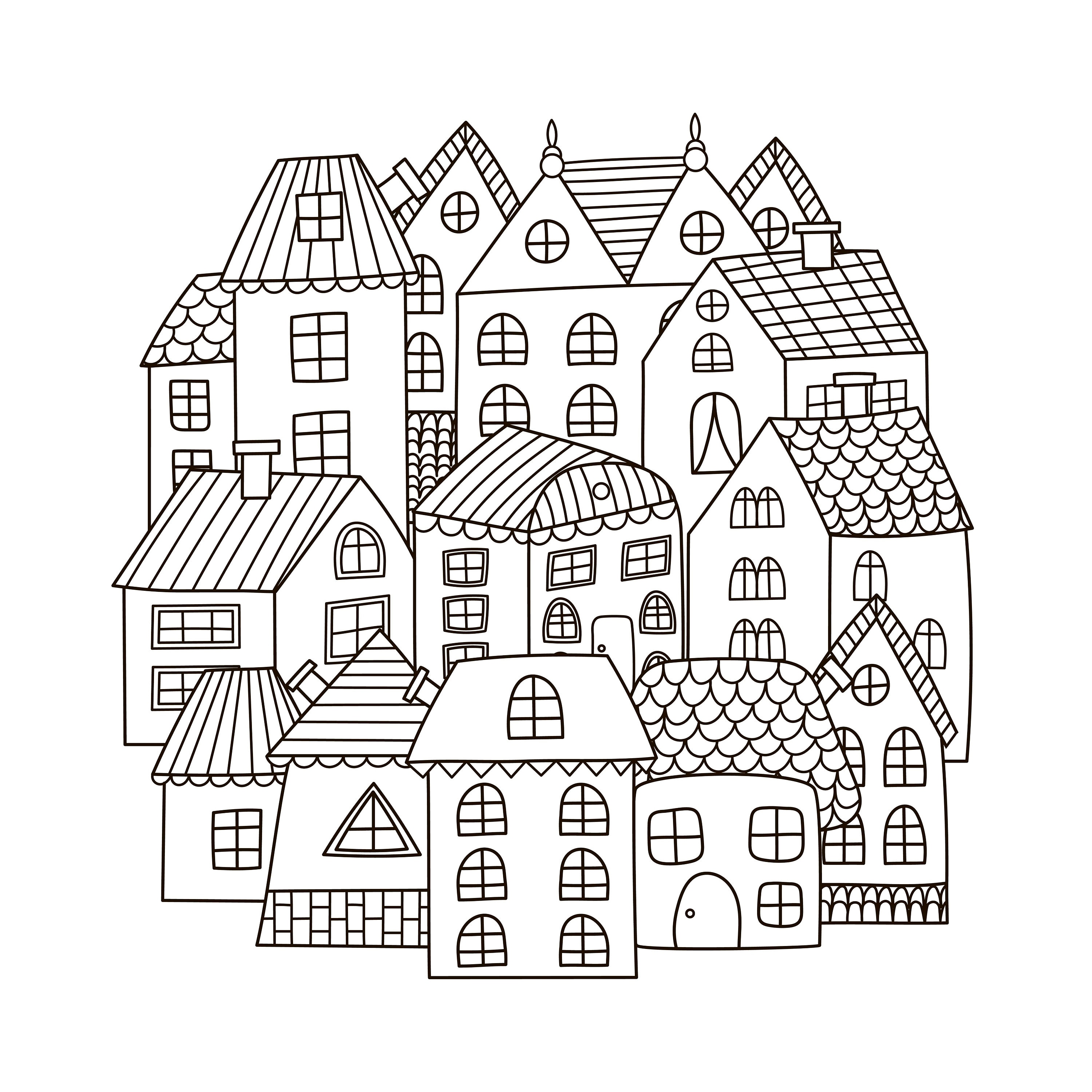 Coloring pages houses home